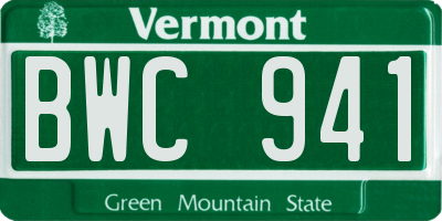 VT license plate BWC941