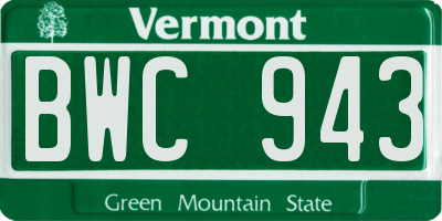 VT license plate BWC943