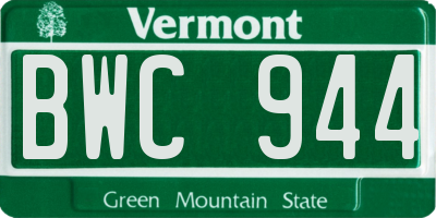 VT license plate BWC944