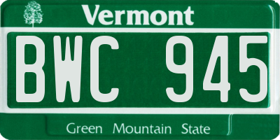 VT license plate BWC945