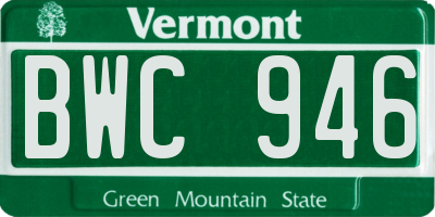 VT license plate BWC946