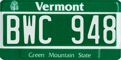VT license plate BWC948