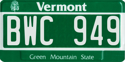VT license plate BWC949