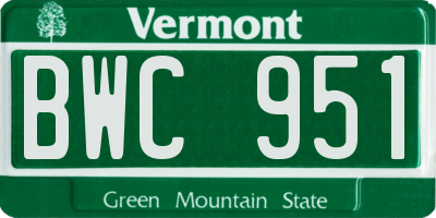 VT license plate BWC951