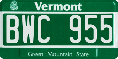 VT license plate BWC955