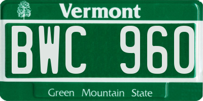 VT license plate BWC960