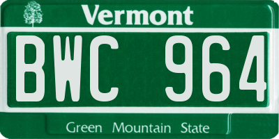VT license plate BWC964