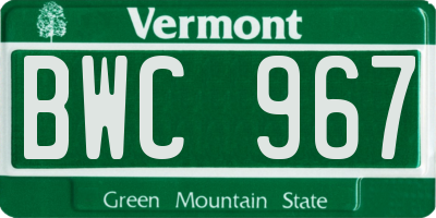 VT license plate BWC967