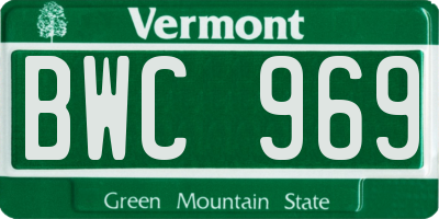 VT license plate BWC969