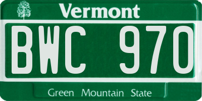 VT license plate BWC970