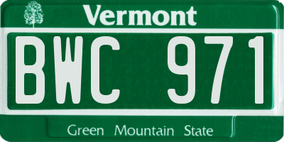 VT license plate BWC971