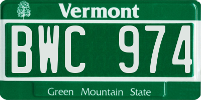 VT license plate BWC974