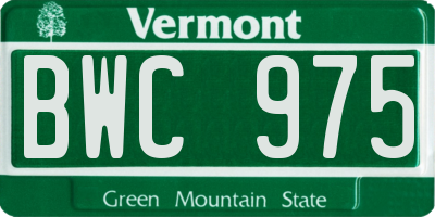 VT license plate BWC975