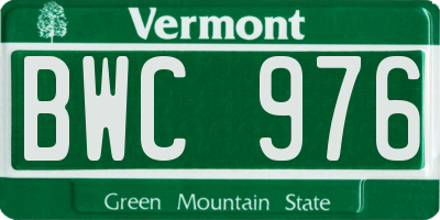 VT license plate BWC976