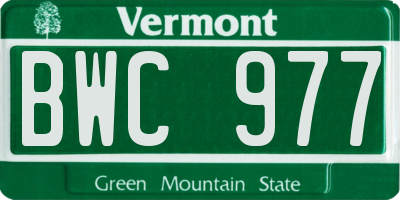 VT license plate BWC977