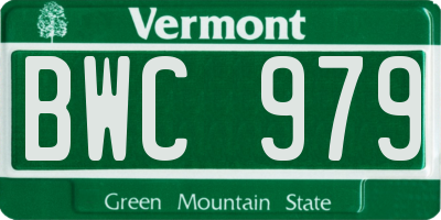 VT license plate BWC979