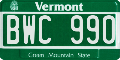 VT license plate BWC990