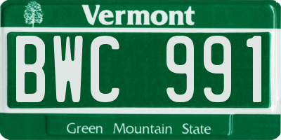 VT license plate BWC991