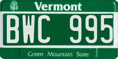 VT license plate BWC995