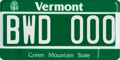 VT license plate BWD000