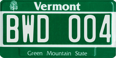 VT license plate BWD004