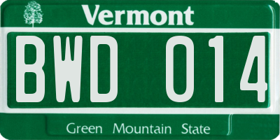 VT license plate BWD014