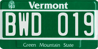 VT license plate BWD019