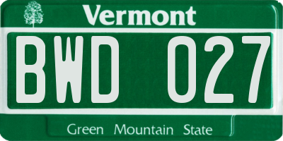 VT license plate BWD027