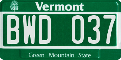 VT license plate BWD037