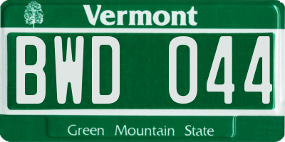 VT license plate BWD044