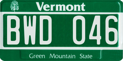 VT license plate BWD046