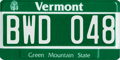 VT license plate BWD048