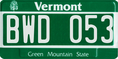 VT license plate BWD053