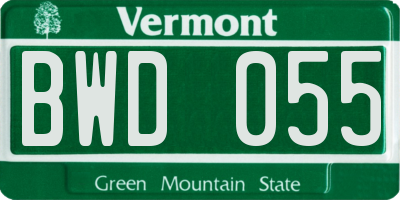 VT license plate BWD055