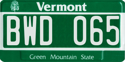 VT license plate BWD065