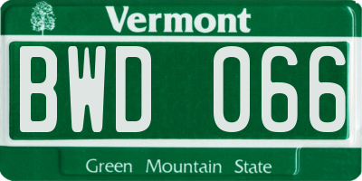 VT license plate BWD066