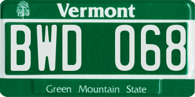 VT license plate BWD068