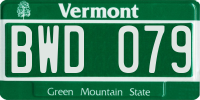 VT license plate BWD079