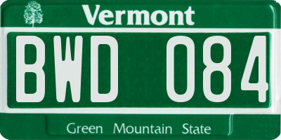 VT license plate BWD084