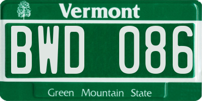 VT license plate BWD086