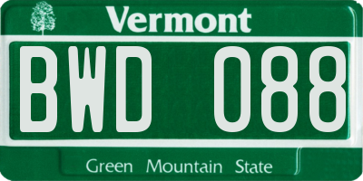 VT license plate BWD088