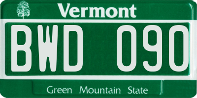 VT license plate BWD090