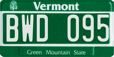 VT license plate BWD095