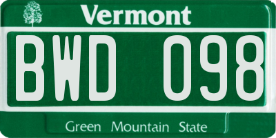 VT license plate BWD098