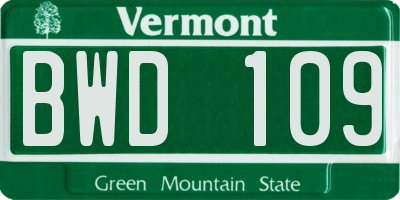 VT license plate BWD109