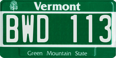 VT license plate BWD113