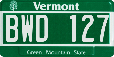 VT license plate BWD127