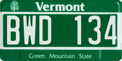 VT license plate BWD134