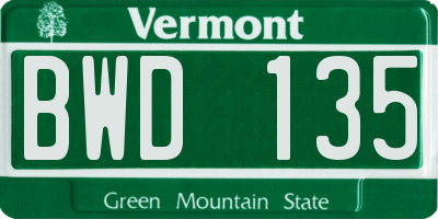 VT license plate BWD135