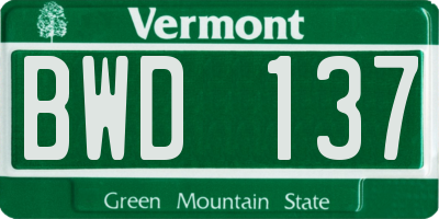 VT license plate BWD137